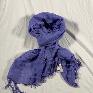 Love Quotes Italian Linen Viscose Hand Knotted Tassel Scarf In Periwinkle Purple